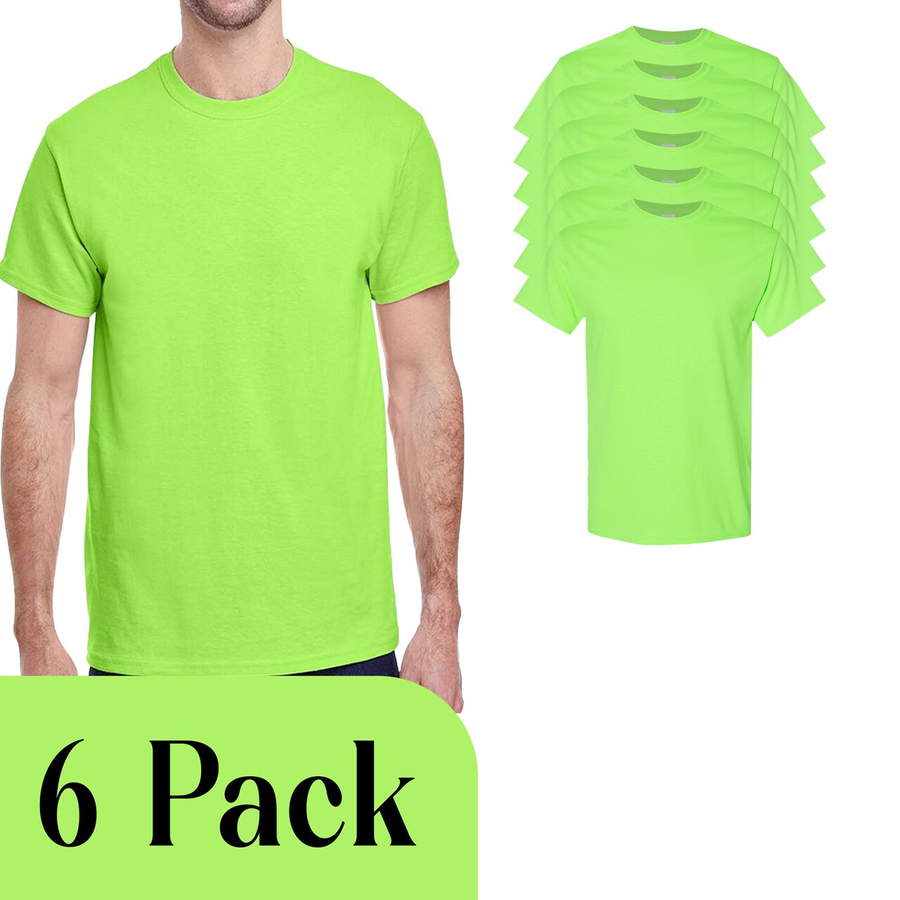 Gildan Heavy Cotton Neon Green Unisex DIY Craft T-Shirt Blank Bundle for Custom Printing